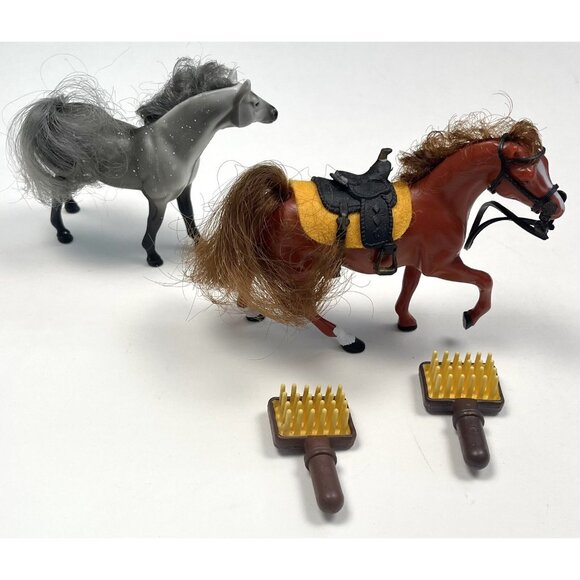 VTG 90s Lot 2 GRAND CHAMPION EMPIRE 3-4" Miniature Plastic Toy Horses w/ Brushes - Picture 2 of 3